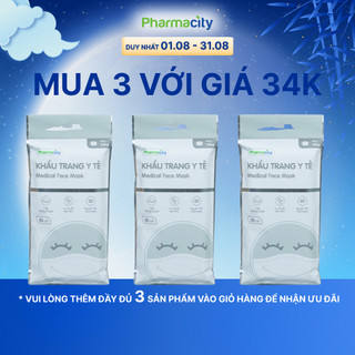 Khẩu trang y tế Pharmacity 3 lớp màu trắng (Gói 10 cái)