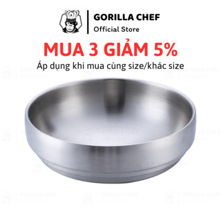 Tô bát inox Hàn Quốc 2 lớp cách nhiệt GORILLA CHEF dùng ăn cơm trộn, mì Hàn 19-23cm