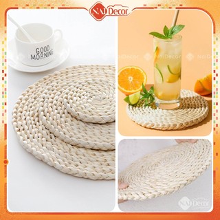 [Loại Dày] Thảm Bẹ Ngô, Thảm Cói, Thảm Cách Nhiệt Tông Sáng (Size 11cm-18cm-30cm-35cm) Nai Decor Tấm Lót Cách Nhiệt