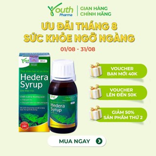 Siro hedera syrup youth pharma hỗ trợ giảm ho, giảm đờm - chai 100ml