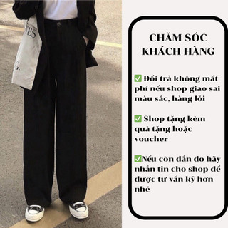Quần Tây Ống Rộng Lưng Cao 247Store Màu Đen Dáng Dài 100cm Đi Học Đi Làm