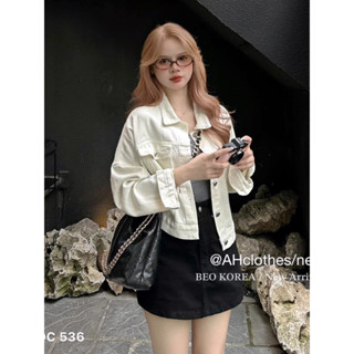 Áo Khoác Jeans Kaki Nữ Dáng Vừa Form Rộng, Áo Khoác Bò Nữ Basic Hàn Quốc Jo''Store