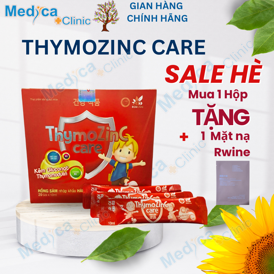 Siro Tăng Đề Kháng Ăn Ngon Thymozinc Care, Hồng Sâm, Kẽm, Thymo, Chiết Xuất Cơm Cháy Hộp 20 gói
