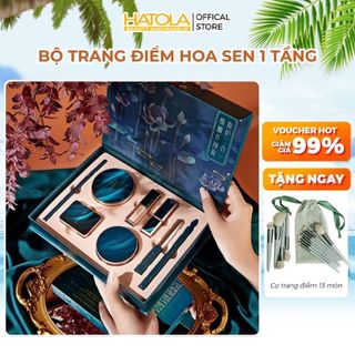 Bộ trang điểm đầy đủ  KÈM HỘP ĐỰNG CAO CẤP LOTUS sang trọng set makeup quà tặng cho bạn gái phù hợp mọi loại da Hatola