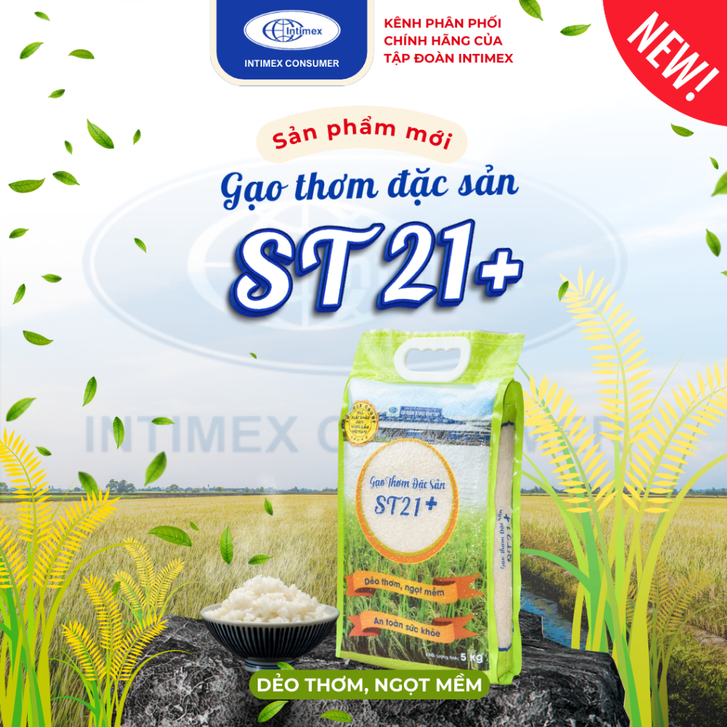 [Intimex Consumer] Gạo thơm đặc sản ST21+ Gạo thơm, cơm ngọt Food