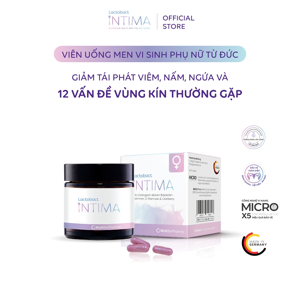 Men Vi Sinh Phụ Khoa Lactobact Intima Từ Đức Giảm Và Phòng Ngừa Viêm Nấm Ngứa 1 Hộp 30 Viên