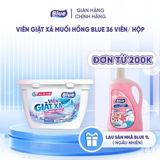Nước Giặt Blue Viên Giặt Xả Blue Muối Hồng hộp 36 viên - Công nghệ Blue 5in1 giặt tiết kiệm 1 viên sử dụng 7kg Quần áo