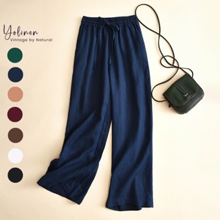  Quần dài ống suông linen lưng thun cao cấp Yolinen tôn dáng nhiều ứng dụng QD04 xanh navy 