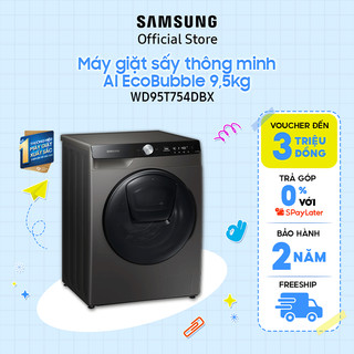 [Nhập ELSSDA158 giảm thêm 12%] Máy giặt sấy thông minh Samsung AI EcoBubble™ 9,5kg (WD95T754DBX) - Miễn phí lắp đặt