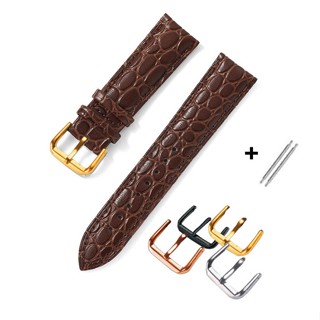 (Nâu Đậm) Dây đồng hồ da bò dập vân cá sấu tròn BO-75 chống thấm nước tốt size 12 13 14 15 16 17 18 19 20 21 22 23mm