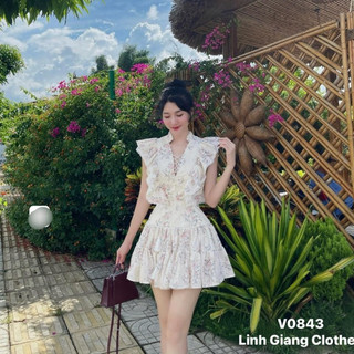 Váy Xòe Dáng Ngắn Tay Vai Bèo Cổ Đan Dây 2 Size S M Twinkle By Thùy