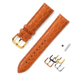 (Nâu Nhạt) Dây đồng hồ da bò dập vân cá sấu tròn BO-75 chống thấm nước tốt size 12 13 14 15 16 17 18 19 20 21 22 23mm