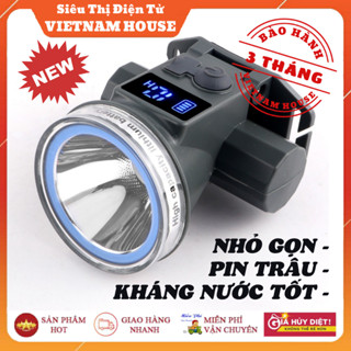 Đèn Pin Đội Đầu B01 Nhỏ Gọn Pin Trâu, Sáng >10h Liên Tục, Có Màn Hình LCD Báo Pin, Kháng Nước Tốt
