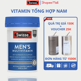 Vitamin tổng hợp nam Swisse Ultivite Men's Multivitamin 60 viên giúp tăng sức đề kháng, giảm mệt mỏi