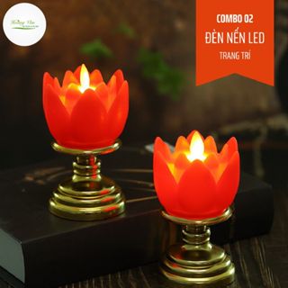 Bộ 02 Cái đèn nến led trang trí bàn thờ, phòng khách, phòng ngủ, nghi lễ