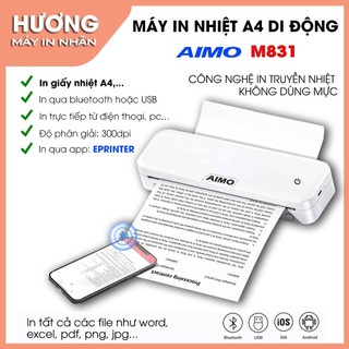 Máy in nhiệt a4 m831 - in giấy nhiệt dạng cuộn, tờ, liên tục - kết nối bluetooth in trực tiếp từ iphone, pc