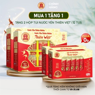 [Tặng 12 túi Yến 15% mới] Combo 2 Lốc Nước Yến Sào Thiên Việt cao cấp 15% yến tổ (12 hũ x 70ml)