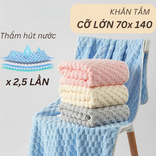 Khăn Tắm, Khăn Gội, Khăn Mặt Nhung Bông Siêu Mềm Mại, Kích Thước 70x140cm, Thấm Hút Nước 2,5 Lần