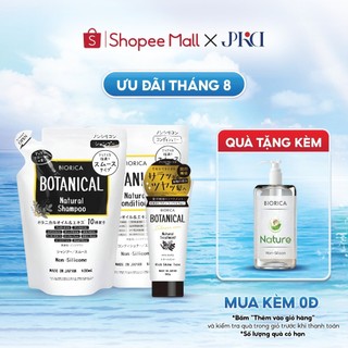 (Tặng chai) Dầu gội xả táo đen BIORICA Botanical Hatomugi không silicon và Lược gội đầu AMANI mọc tóc, phồng tóc 400ml