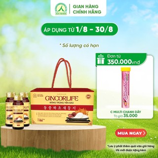 Nước hồng sâm GINCORLIFE Đông Trùng Yến Sào tăng cường sức đề kháng, giảm mệt mỏi, ăn ngon hơn hộp 10 chai x 50ml