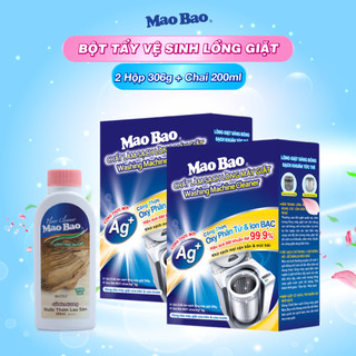 Combo 02 Hộp Bột Tẩy Vệ Sinh Lồng Máy Giặt Mao Bao - Tặng 1 Chai Nước Lau Sàn Gỗ 200ml