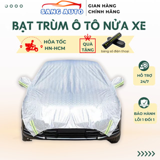 Bạt phủ nửa xe ô tô tráng bạc cách nhiệt , bạt trùm nóc ô tô 3 lớp phù hợp mọi loại xe - Bảo hành