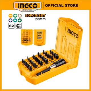Bộ 30 đầu nối mũi cao cấp bắt vít vặn vít đa năng  INGCO AKSD68303 cho máy khoan máy siết vít có nam châm thép S2