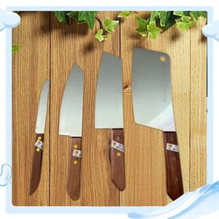 Bộ 4 Dao Thái Lan Cán Gỗ - Bộ Dao Đa Năng Chắc Chắn Chất Liệu Thép Không Gỉ Cắt Gọt Thực Phẩm - Nhà Bếp Kim Quỳnh