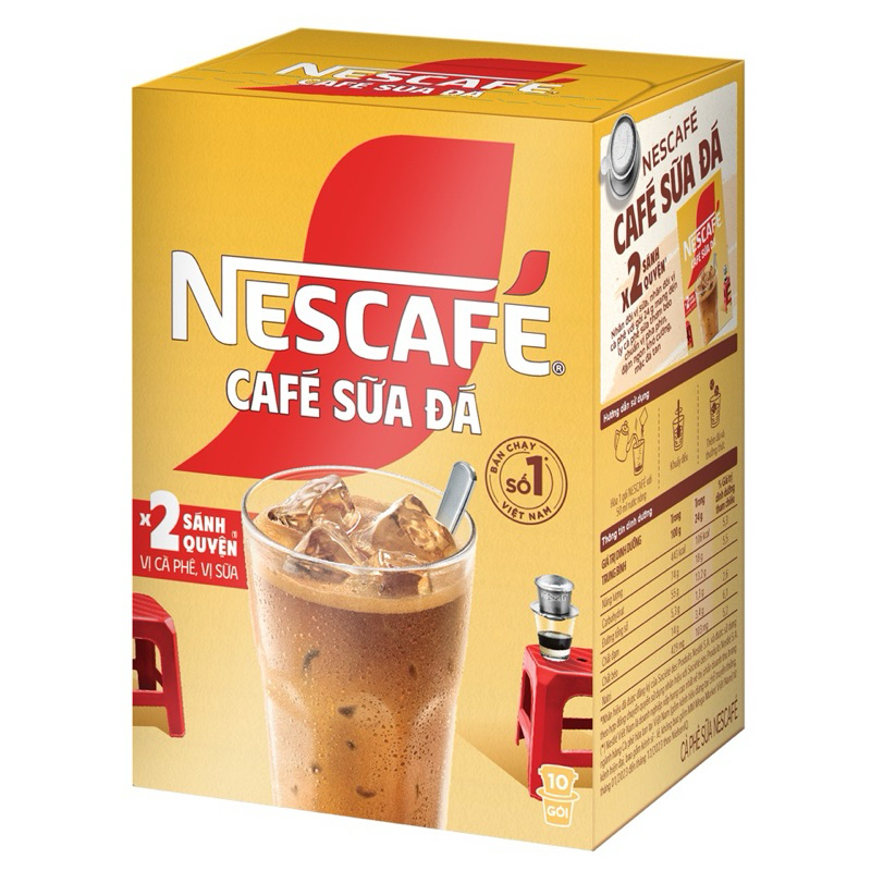 [CAFE SỮA ĐÁ HỘP] Cà phê hòa tan Nescafé 3in1 cà phê sữa đá (Hộp 10 gói x 24 g)