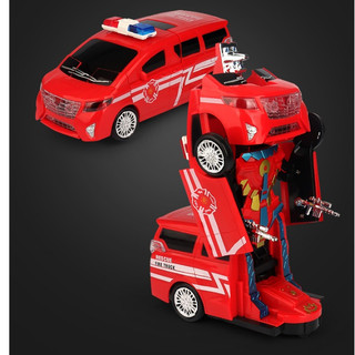 Bộ xe cứu hỏa biến hình robot nhạc đèn bằng nhựa cao cấp mẫu mới cho bé