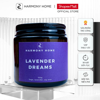 Nến thơm Lavender Dreams Harmony Home - Hương hoa Lavender, xô thơm,100g, sáp tự nhiên