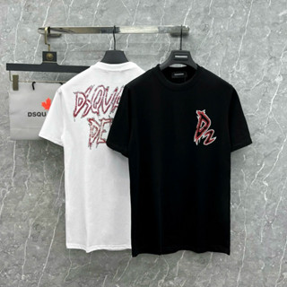 Áo phông nam nữ Premium cotton Dsq2 ngực lưng in chữ D2 đỏ tia sét vỡ