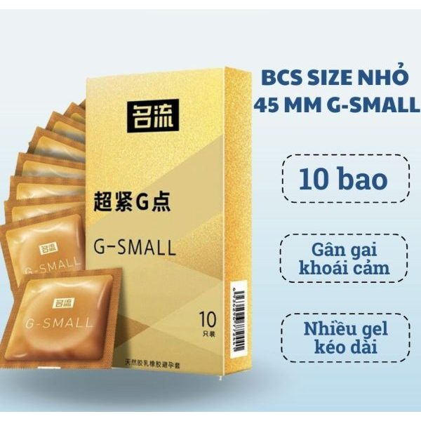 Bao cao su size nhỏ 45mm SMALL FIT XS, bcs size nhỏ siêu mỏng hộp 10 cái