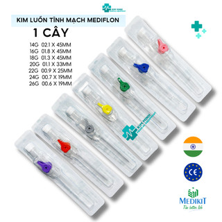 1 cây kim luồn tĩnh mạch kim catheter tiêm truyền tĩnh mạch medikit mediflon hàng ấn độ các size