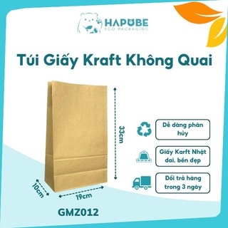 100 túi giấy kraft không quai 19x10x33cm gmz012