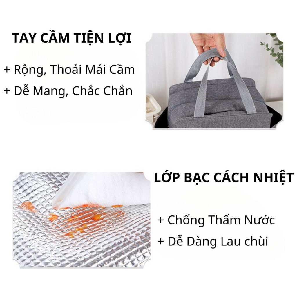 Túi đựng cơm văn phòng giữ nhiệt,chống thấm nước,Túi giữ nhiệt đựng hộp cơm trưa loại Lớn Lotida | BigBuy360 - bigbuy360.vn