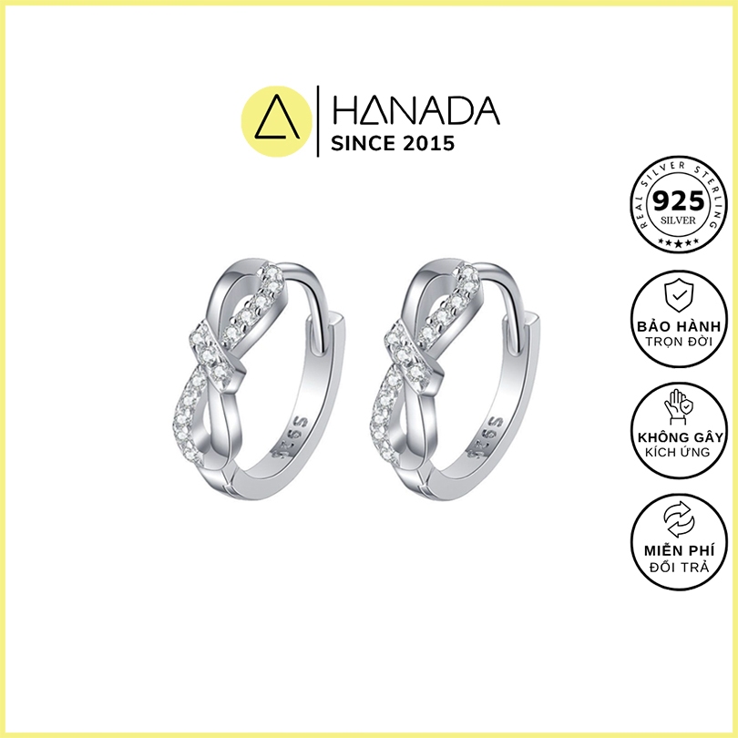 [BẠC 925-BH TRỌN ĐỜI]Khuyên Tai BẠC 925 HANADA Nút Thắt, Bông Tai Đính Đá Tiểu Thư Nữ 1797 D1