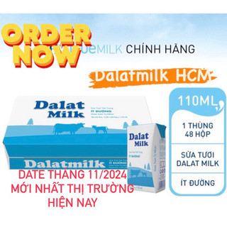 tiệt trùng Đà lạt milk ít đường loại 110ml DATE THÁNG 12/2024 Mới nhất - nên giá cao không so với gia date cũ
