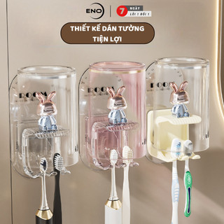 Kệ để bàn chải đánh răng,hộp đựng kem đánh răng dán tường chống nước kèm cốc đa năng ENO - KDR03