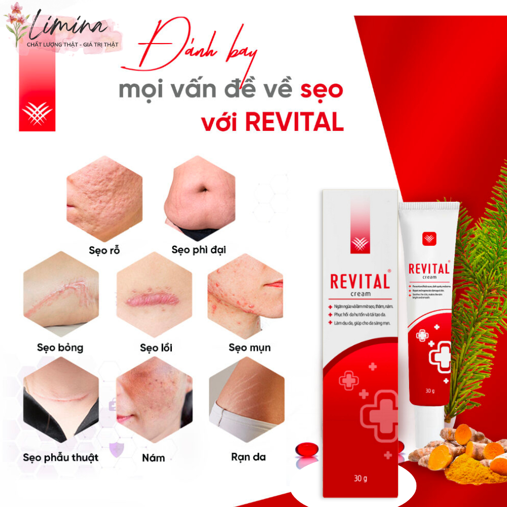 Kem mờ sẹo REVITAL - Kem REVITAL 30g mờ sẹo lồi, sẹo rỗ, sẹo lõm, sẹo lâu năm.. - LIMINA BEAUTY SHOP