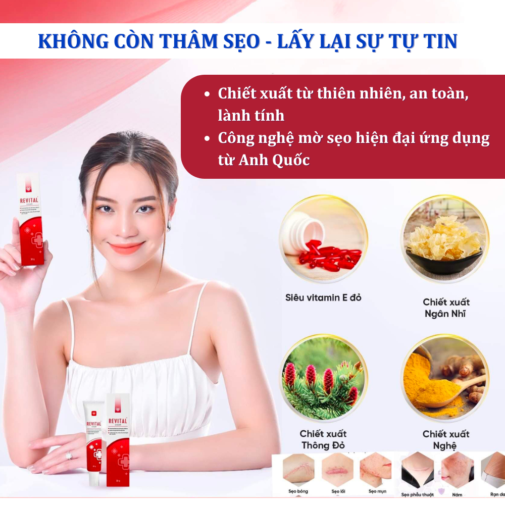 Kem mờ sẹo REVITAL - Kem REVITAL 30g mờ sẹo lồi, sẹo rỗ, sẹo lõm, sẹo lâu năm.. - LIMINA BEAUTY SHOP