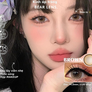 Bearlens kính áp tròng nâu tây pony brown giãn to hợp make up