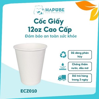 50 cốc giấy 12oz 360ml ECZ010 dùng đựng trà sữa, nước ép