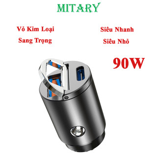 Tẩu Sạc Nhanh Ô Tô 2 cổng 90W Type C PD USB QC3.0 Sạc Siêu Nhanh Trong Ô Tô Xe Máy -MTR011