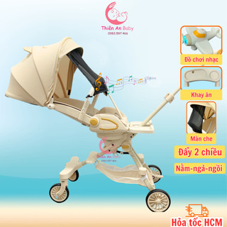 Xe đẩy gấp gọn cho bé M2, CÓ KHAY ĂN, ĐỒ CHƠI có nhạc, 2 chiều, 3 tư thế, cho bé từ 0-48 tháng tuổi