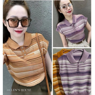 Áo kẻ miumiu tay hến