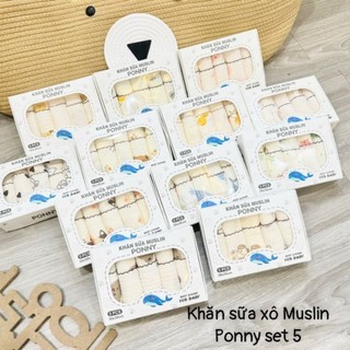 set 5 khăn muslin cho bé