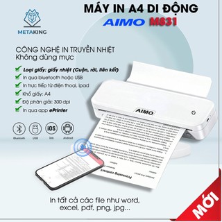 Máy in di động tài liệu m831 - in giấy a4 nhiệt - kết nối bluetooth in trực tiếp từ iphone - ipad, usb