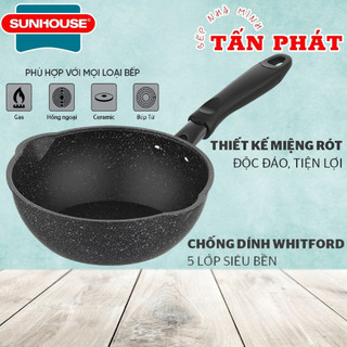 Chảo sâu lòng miệng rót chống dính vân đá SUNHOUSE 20 26 28 30 CM Dùng Trên Mọi Loại Bếp - Cam Kết Chính Hãng Sunhouse