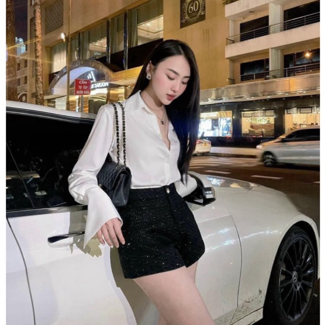 Áo sơ mi nữ Lụa Ngọc, áo sơ mi lụa trơn tay dài suông rộng ống tay loe | BigBuy360 - bigbuy360.vn